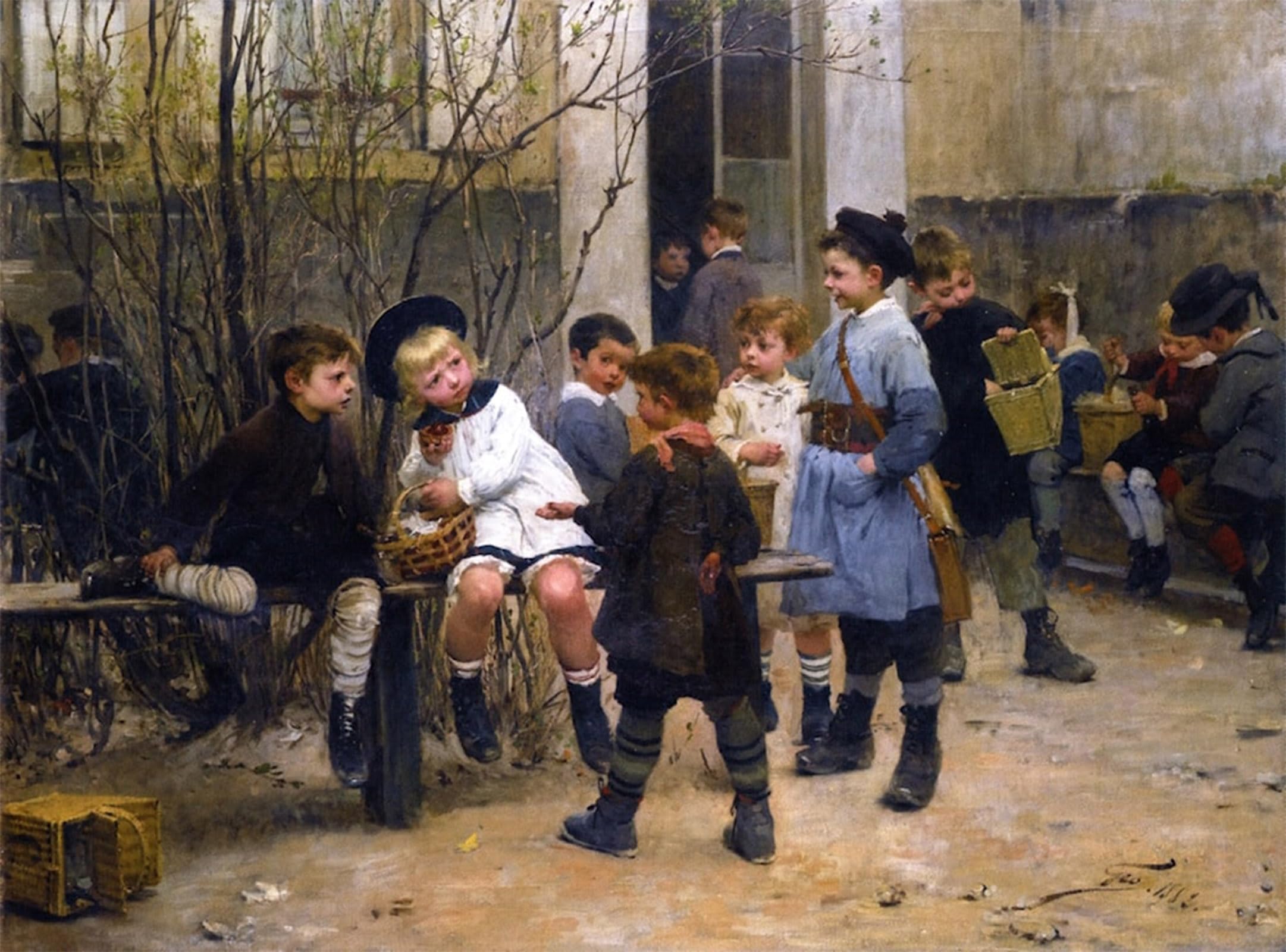 POSTERIIk Vintage Classic Picture Landscape Artwork Snack Time Henry Jules Jean Geoffroy Portrait Canvas Painting for Office Home Decor 60x90cm