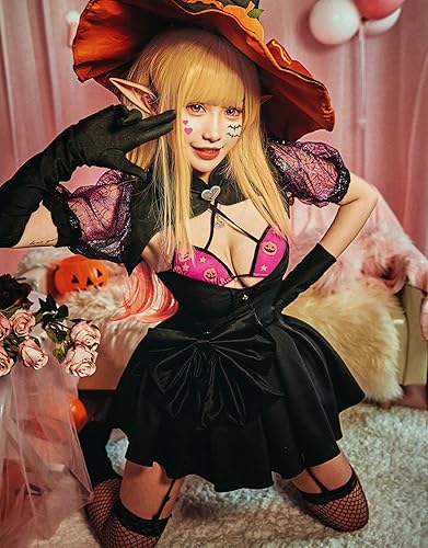 Miniatura 4 de miccostumes Conjunto de vestido de anime de Halloween para mujer, disfraz de cosplay con sombrero y collar