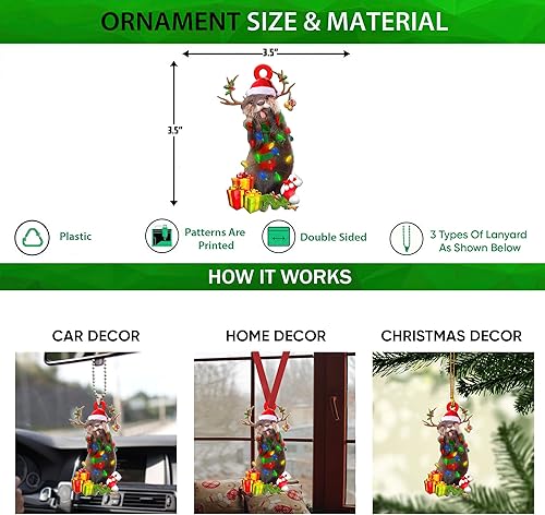 Miniatura 9 de Talataca Otters Wearing A Christmas Hat Wreath Animal Lover 2D Flat Car Back Mirror Accessories Christmas Tree Ornament Decor Hanging Charm Interior