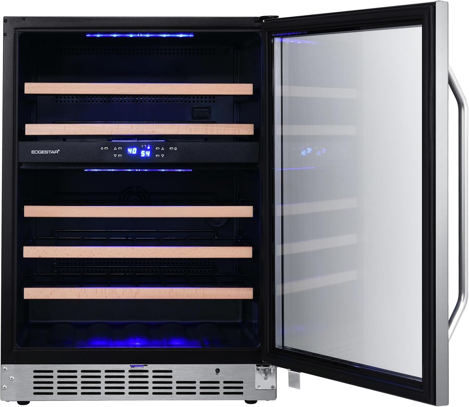EdgeStar CWR462DZ 24 Inch Wide 46 Bottle Built-In Dual Zone Wine Cooler with Reversible Door and LED Lighting - Stainless Steel