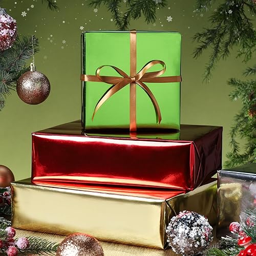 Miniatura 25 de LaRibbons Papel de regalo metálico negro, rollo de papel de color sólido, 17 pulgadas x 40 pies (56.6 pies cuadrados), rollos de papel de regalo