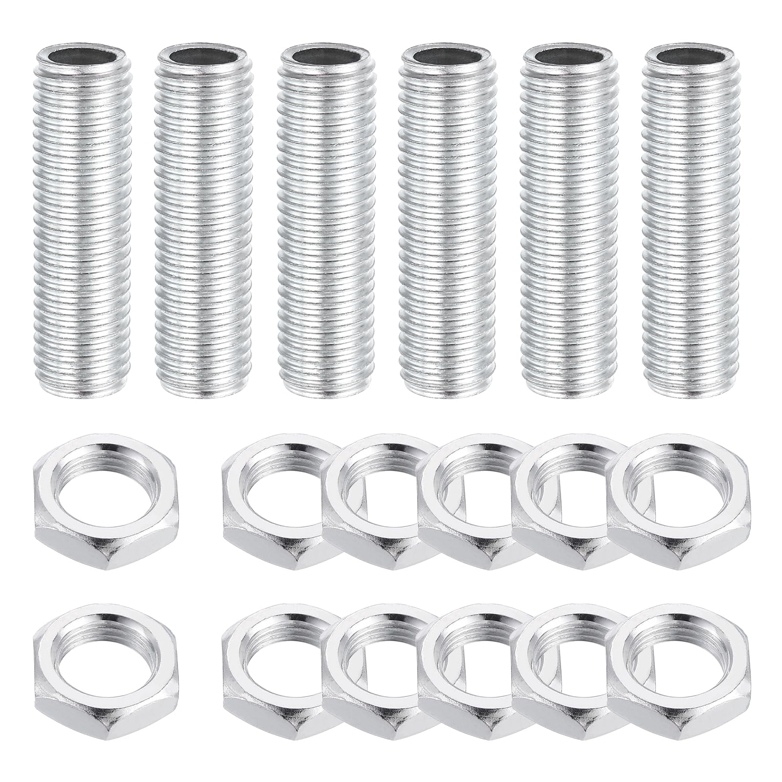 sourcing map Lamp Pipe Nipples Kit with Lock Nuts M12x1.5 6Pcs 40mm โ image 1