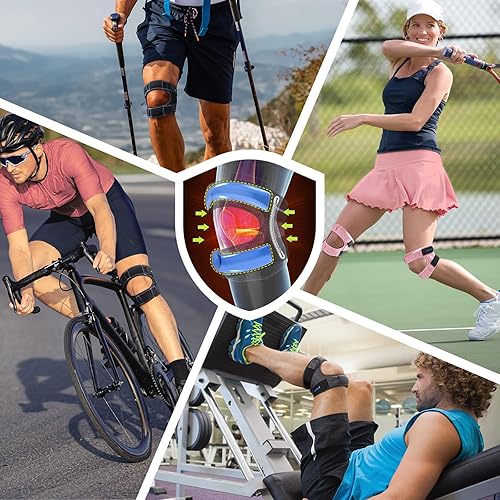 Miniatura 6 de LETSHAKE Correa de soporte para tendón rotuliano con estabilizadores laterales y almohadillas de gel para rótula, rodillera para mujeres y hombres,