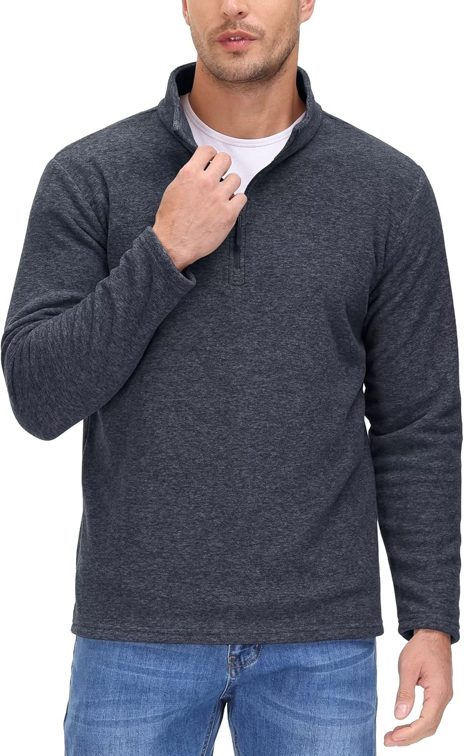 MAGCOMSEN Long Sleeve Shirts for Men Golf Shirts Winter Pullover Workout Shirts Running Shirts Men Pullover Shirts Casual Shirts Fleece Sweatshirts