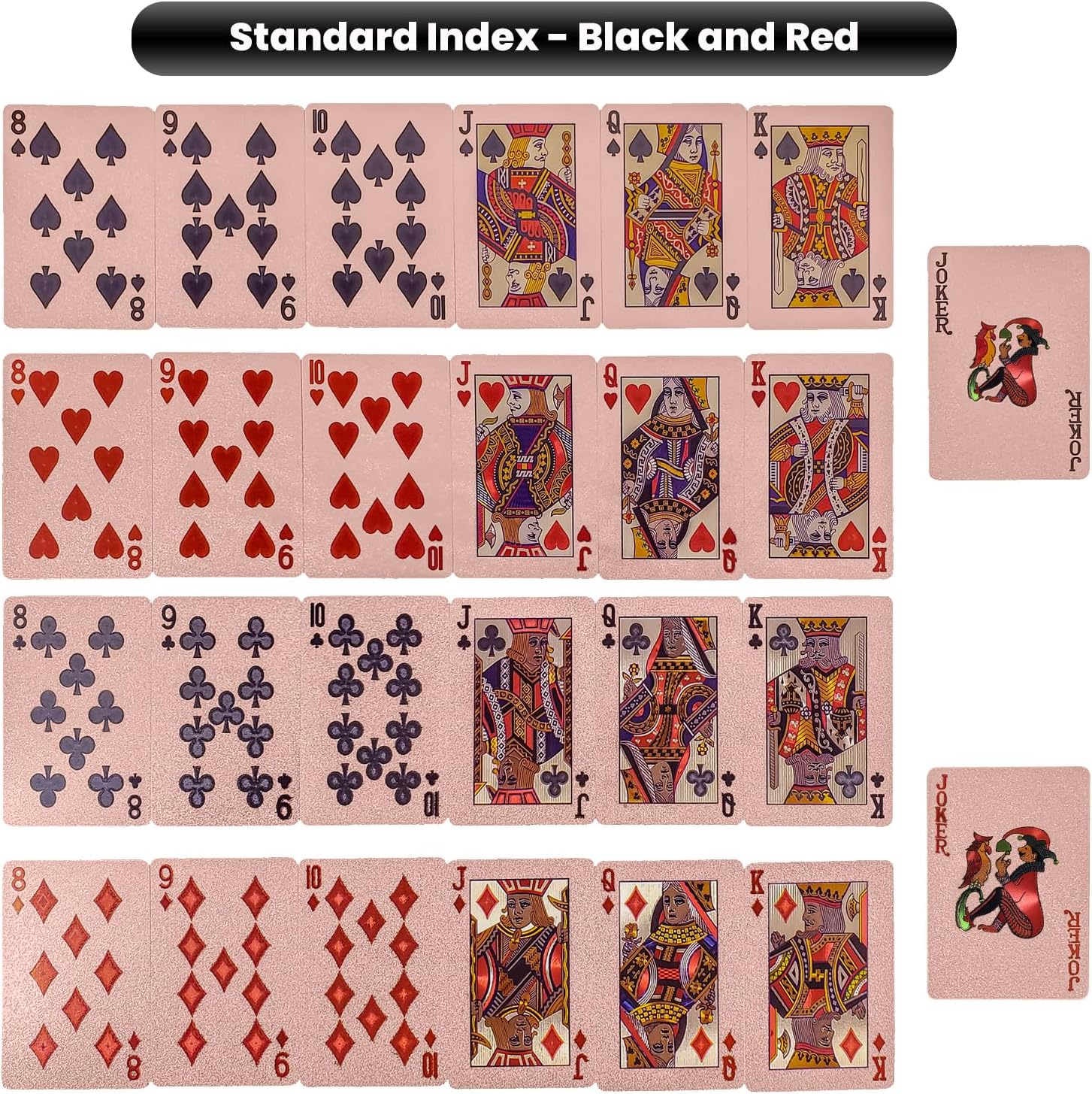 Unique Interomix Waterproof Playing Cards - Premium Pack of Cool Plastic Playing Cards Professional Deck Fancy Themed Cute Vintage Play Card Pool Bar Games Gifts Cartas de Poker Shiny Pink
