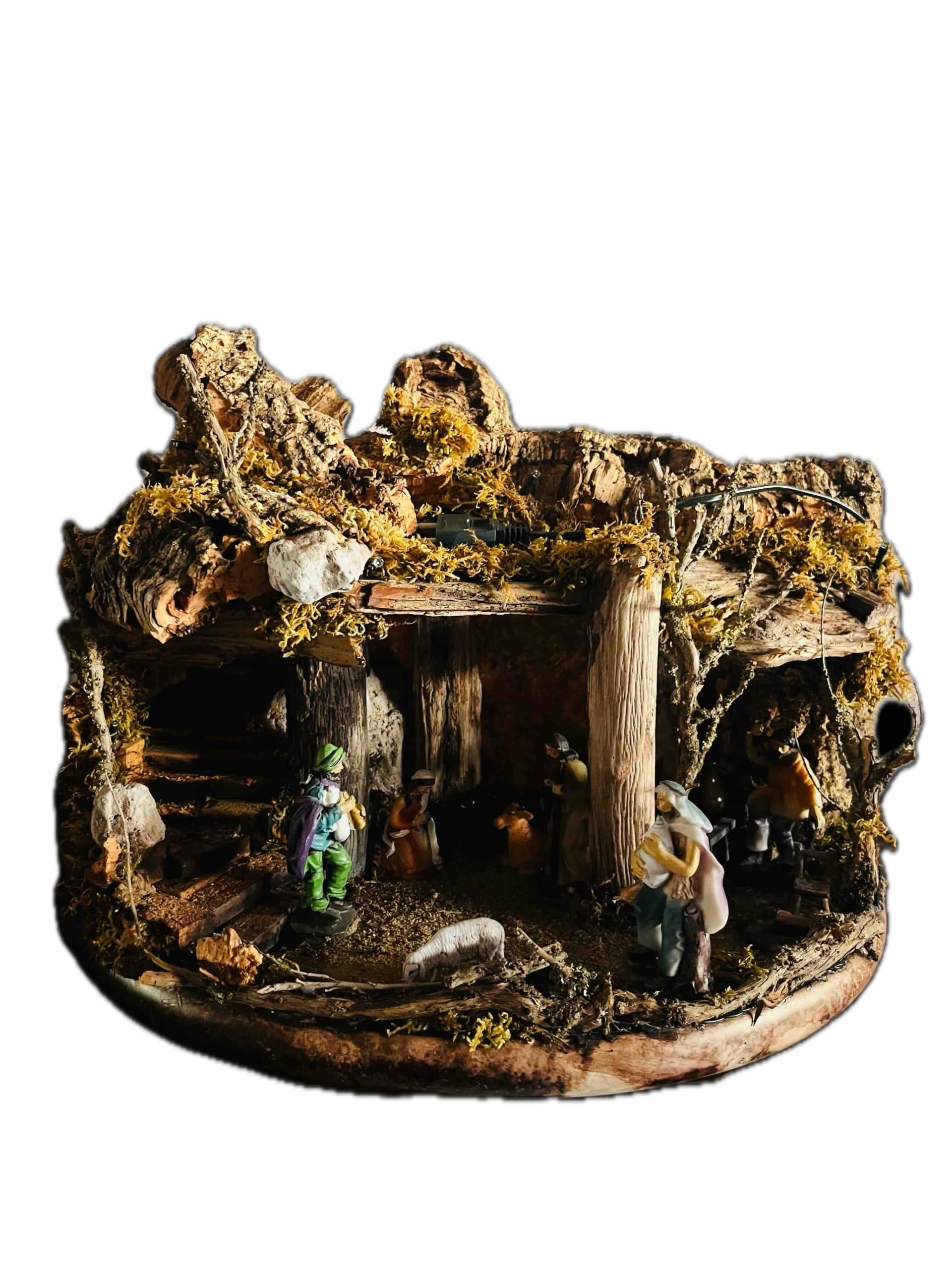 Generico Presepe Artigianale con Luci 48x37 cm
