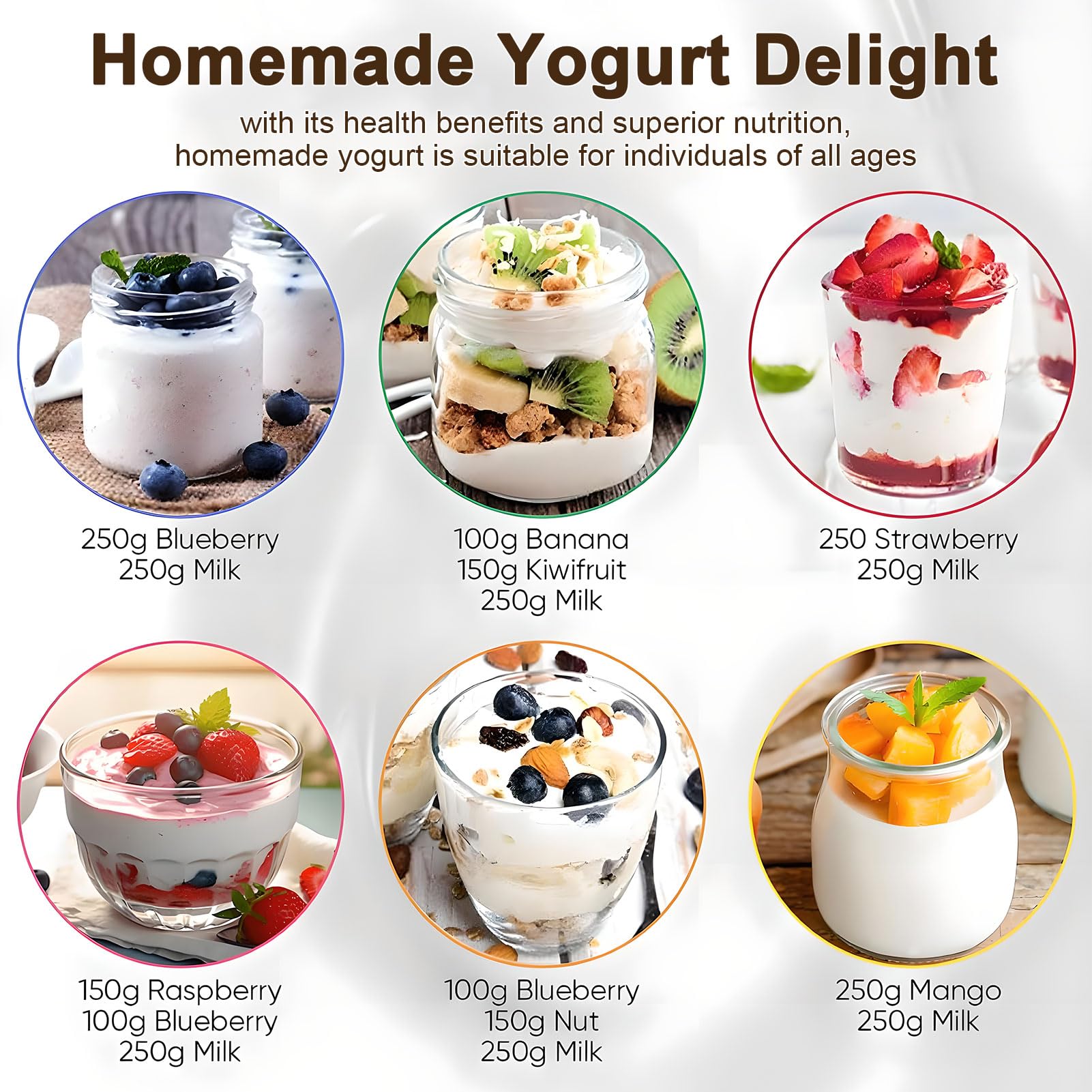 Yogurtera con control de temperatura y tiempo, capacidad de 1400 ml, incluye 8 tarros de vidrio para yogur casero