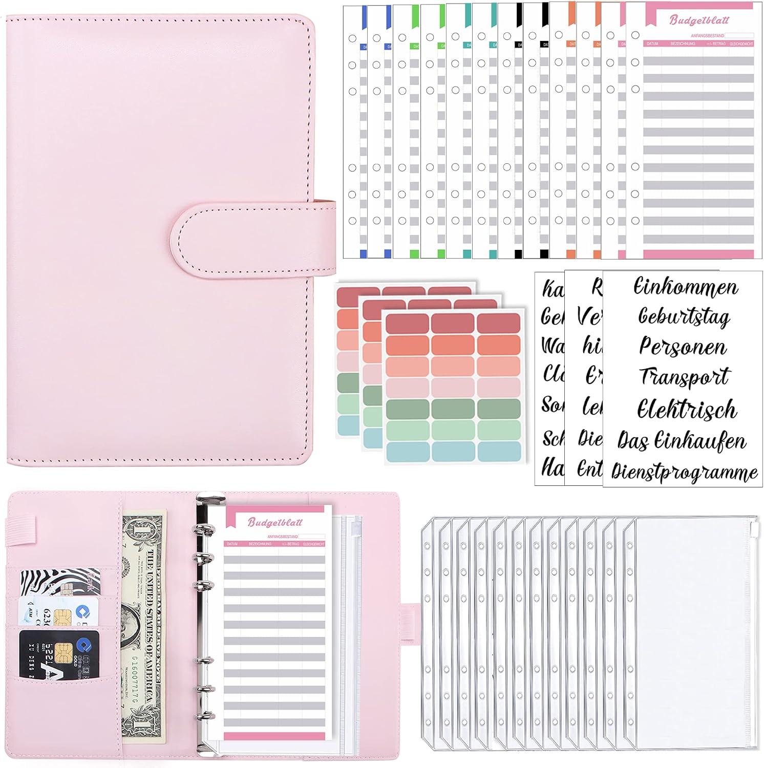 12 Buste Porta Contanti Budget Planner - Carine Assortite Con Cerniera - Budget Bee