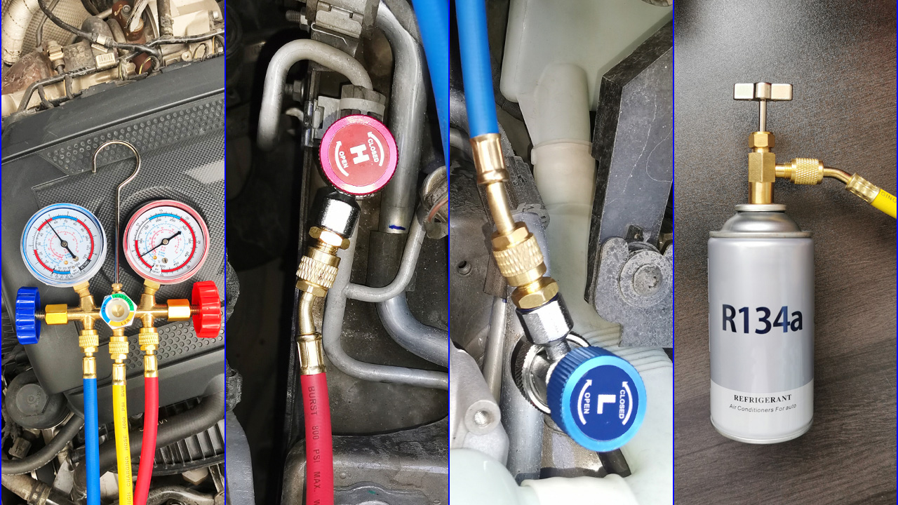 Freon Leak Detector ADAFIRST AC Manifold Gauge Set, 3 Way Car HVAC R134a R404a Refrigerant Charging Tool 3-way AC Gauge With Hoses - View #4