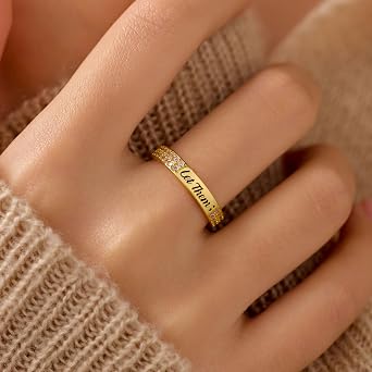 925スターリングシルバー Let Them Ring レディース メンズ フレンドシップリング 自己価値 モチベーション インスピレーション リング セルフラブリング 彼女のパヴェ CZバンドジュエリー 励ましギフト 姉妹友人へのギフト