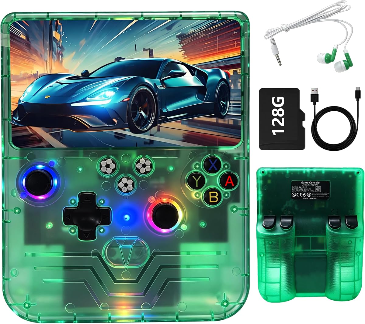 R60MAX Retro Handheld Gaming Console, 6.0-Inch HD IPS Screen, 6000mAh Battery, 40000+ Classic Games Pre-Installed, Save/Load State, Linux OS, Gift for Gamers (Green)
