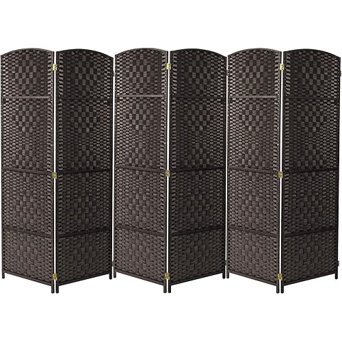 Sorbus 6 Panel Room Divider 6 ft. Tall - Privacy Screen, Extra Wide Double Hinged Panels, Diamond Double-Weaved, Partition Room Dividers and Folding Privacy Screens, Wall Divider for Room Separation