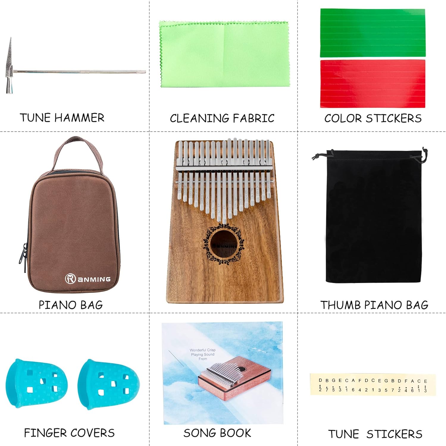 Kalimba Thumb Piano 17 Keys RANMING Mbira Finger Piano Kalimba Gifts for Adults With Portable Handbag and Tune Hammer Thumb Pianos Finger Harp (Acacia-Plus)