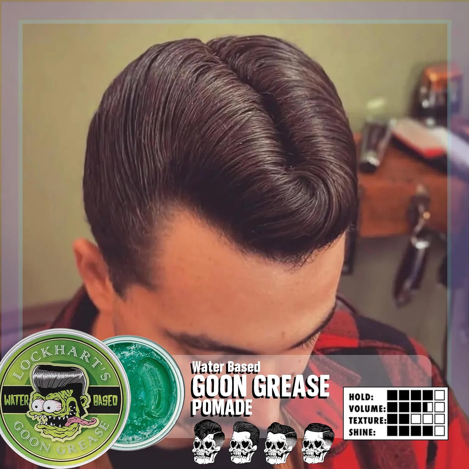 Lockhart’s Goon Grease - Water-Based Pomade – All Day Hold, High Shine Hair Pomade for Men – Washable, Strong Styling for Classic & Modern Looks - Citrus Cologne Scent - 3.4oz - Image 3