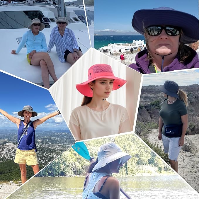 Sombrero de verano para mujer con ala ancha y protección UV miniatura 7