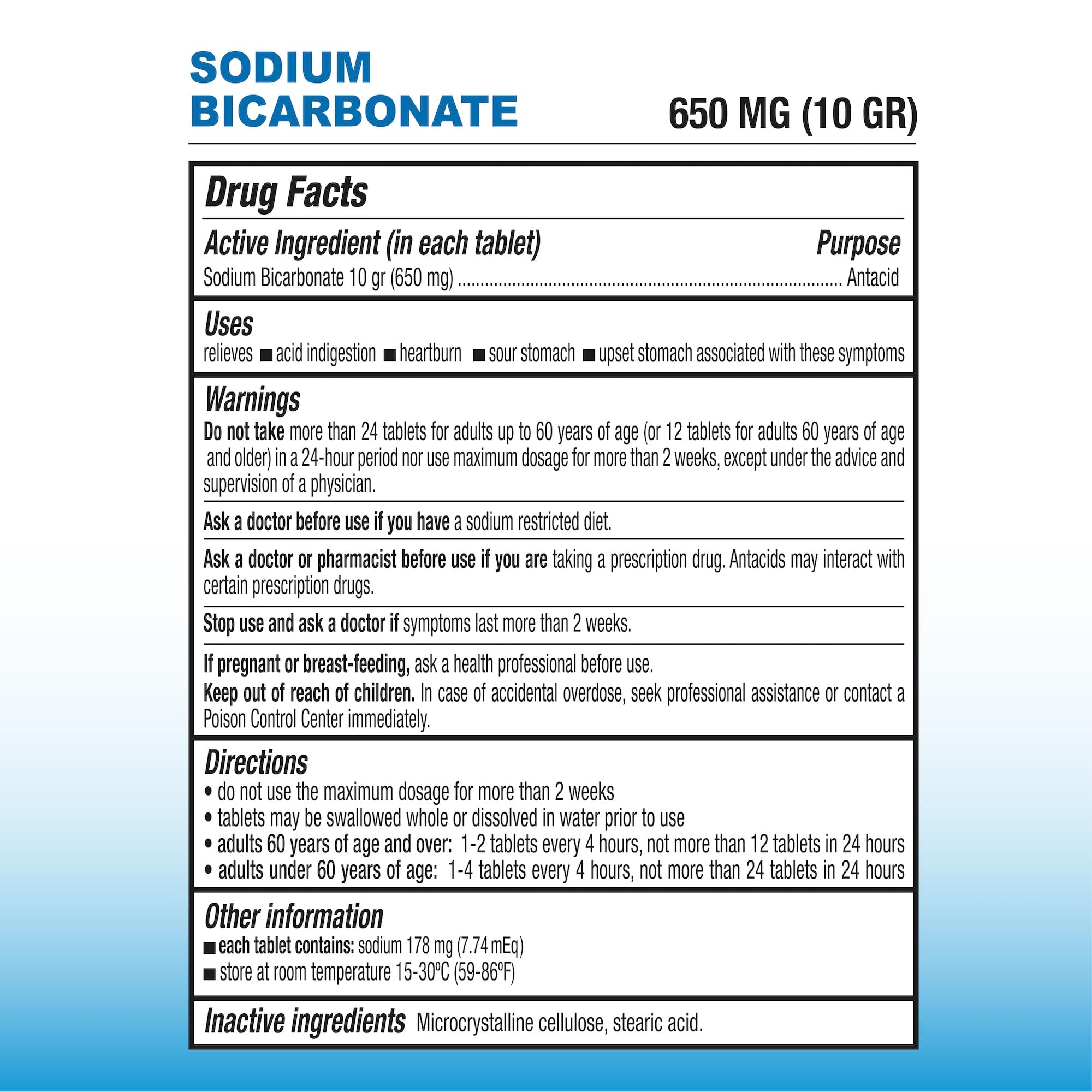 Puregen Labs Sodium Bicarbonate Tablets 650mg (10 Grains), 200 Count — Amazon image 2