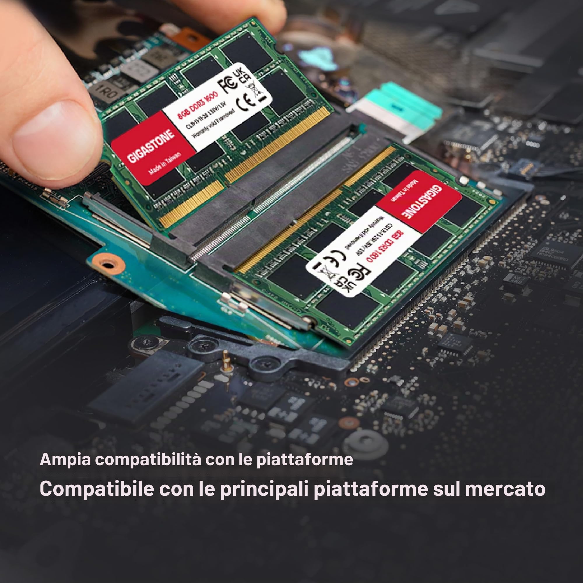 [RAM DDR3] Gigastone Computer portatile RAM 16GB (2x8GB) DDR3 16GB DDR3-1600MHz PC3-12800 Unbuffered Non-ECC 1.35V CL11 SODIMM RAM di Memoria 204 Pin Ideale per Laptop (SOLO Laptop)