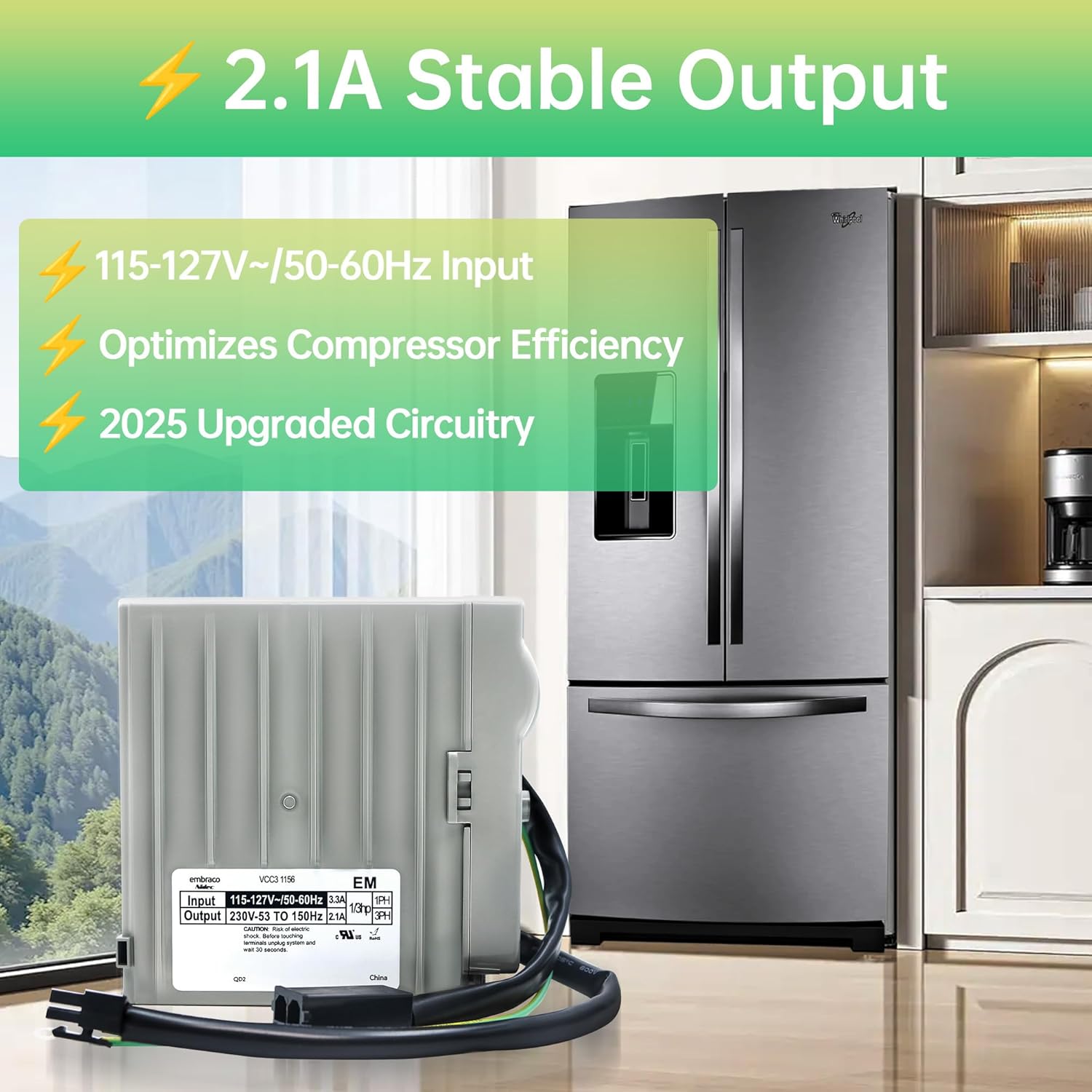 WR55X28370 Refrigerator Inverter Board Compatible with GE Bottom-Mount Refrigerator GLE12HSLARSS Replace PD00075048