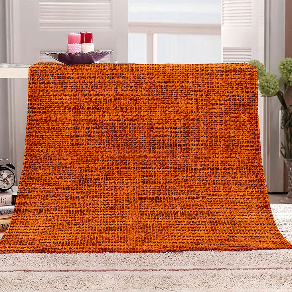 Mantas para Cama De Franela Invierno para Infantil Y Adulto 180X220Cm Manta Polar De Felpa De Microfibra Suave para Sofá, 3D Estampado Naranja De Algodón Y Lino. Patrón, Cálida Y Transpirable