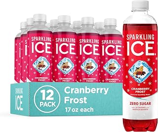 Sparkling Ice, Cranberry Frost Sparkling Water, Zero Sugar Flavored Water, with Vitamins and Antioxidants, Low Calorie Beverage, 17 Fl Oz (Pack of 12)