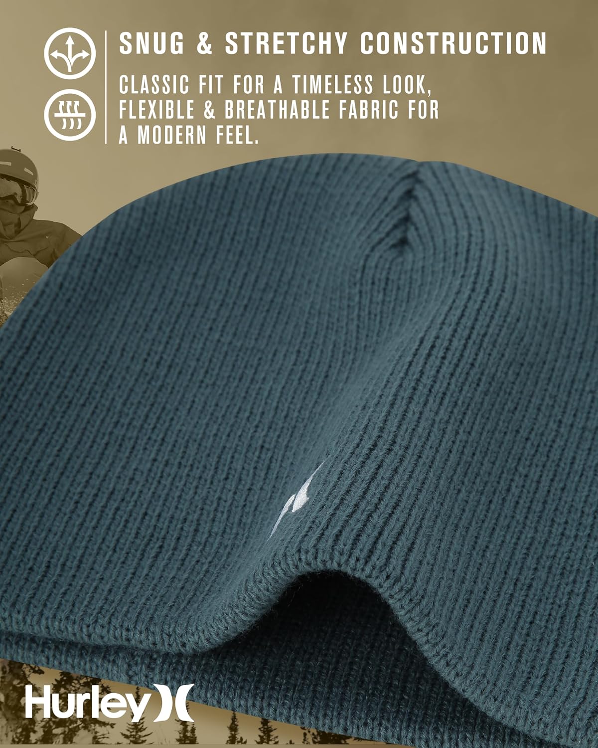 Hurley Mens Icon Staple Beanie - Classic Loose Knitted Lightweight Hat for Men