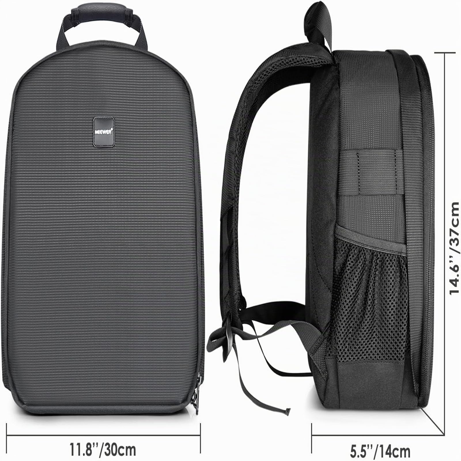 Neewer, Zaino imbottito flessibile per fotocamera, antiurto, con scomparti, per fotocamere SLR, reflex, mirrorless e relativi obiettivi, flash, telecomando per scatto a distanza (grigio all’Interno)