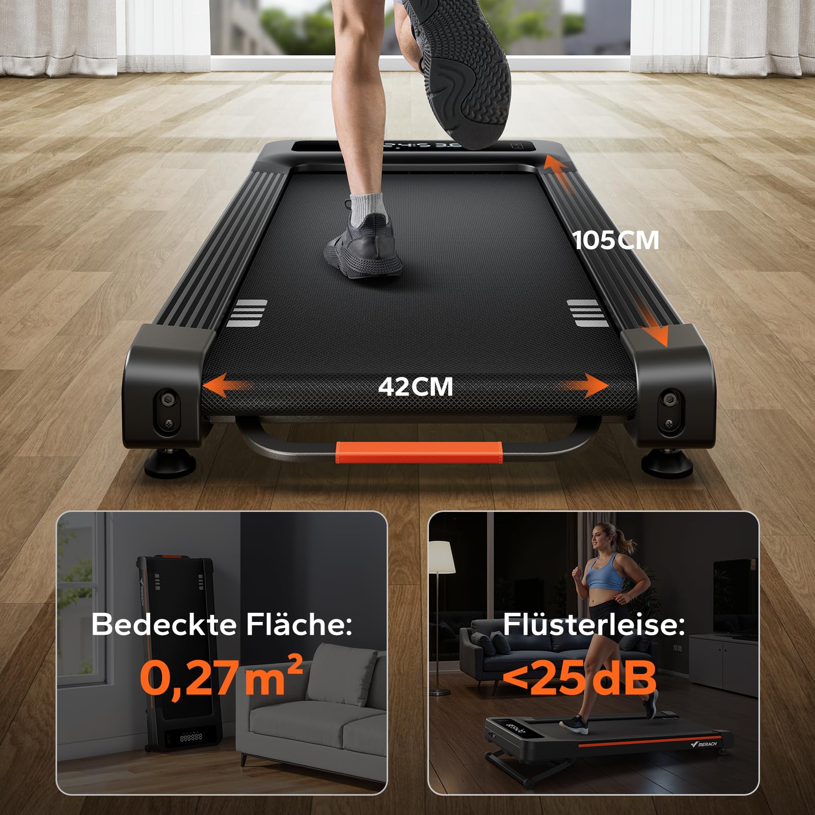 MERACH Walking Pad, Laufband Für Zuhause mit 12%/10% Automatischer Steigung, Max 180KG/159KG, Leiser Motor, Laufband Schreibtisch für den Heim- und Bürogebrauch, Geräuscharme Laufbänder,Fernbedienung