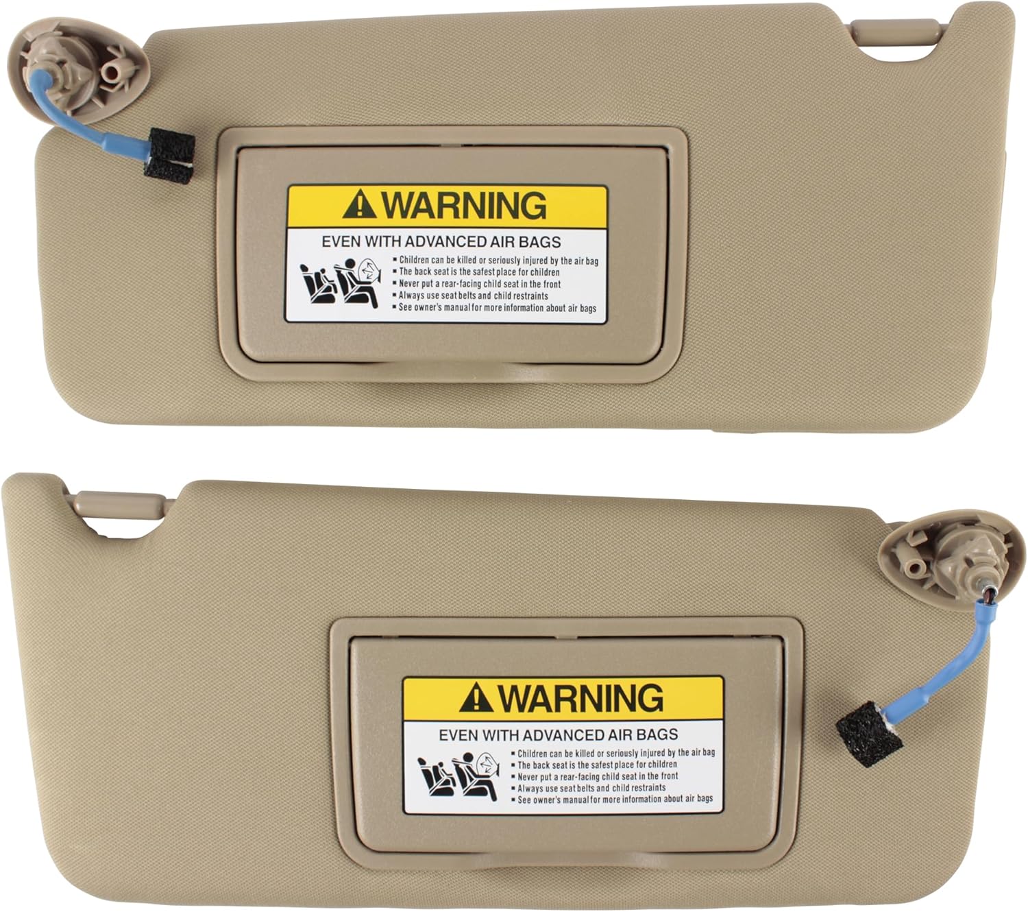 Left Driver & Right Passenger Side Sun Visor with Light Compatible for Honda Accord 2008-2017 (Beige NH686L, Replaces #83280-TA5-A51ZA, 83230-TA0-A91ZA)