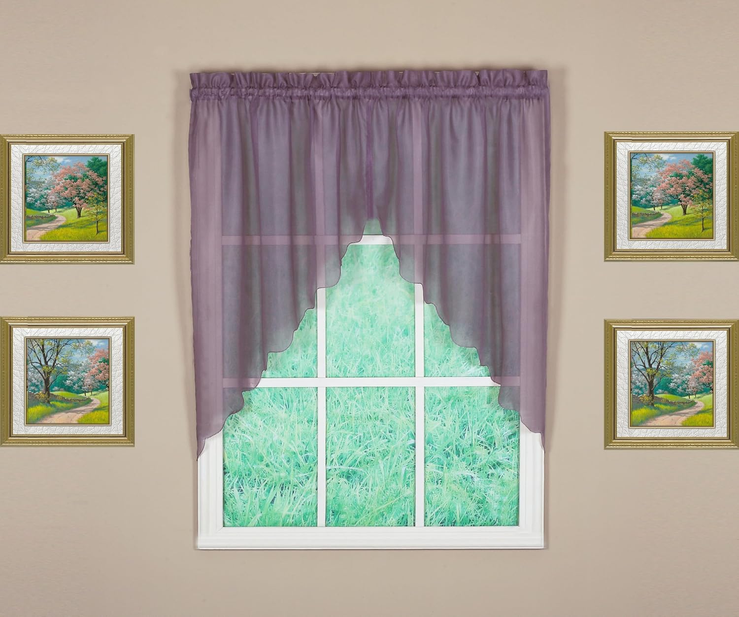 Today's Curtain Emelia Original Voile Swag Pair 38", Amethyst, 60" W x 38" L