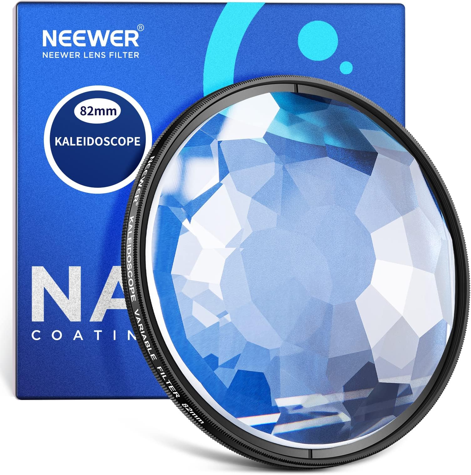 82mm Kaleidoscope Prism Lens Filter, Photography Prism Crystal Glass Effect Filter with Multi Refraction and Variable Number of Photographic Subjects