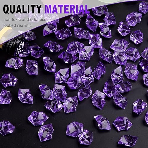 Miniatura 6 de DomeStar - Piedras de hielo falsas y trituradas, 150 unidades de cubos de hielo de plástico acrílico, moradas, con diamantes de imitación, para