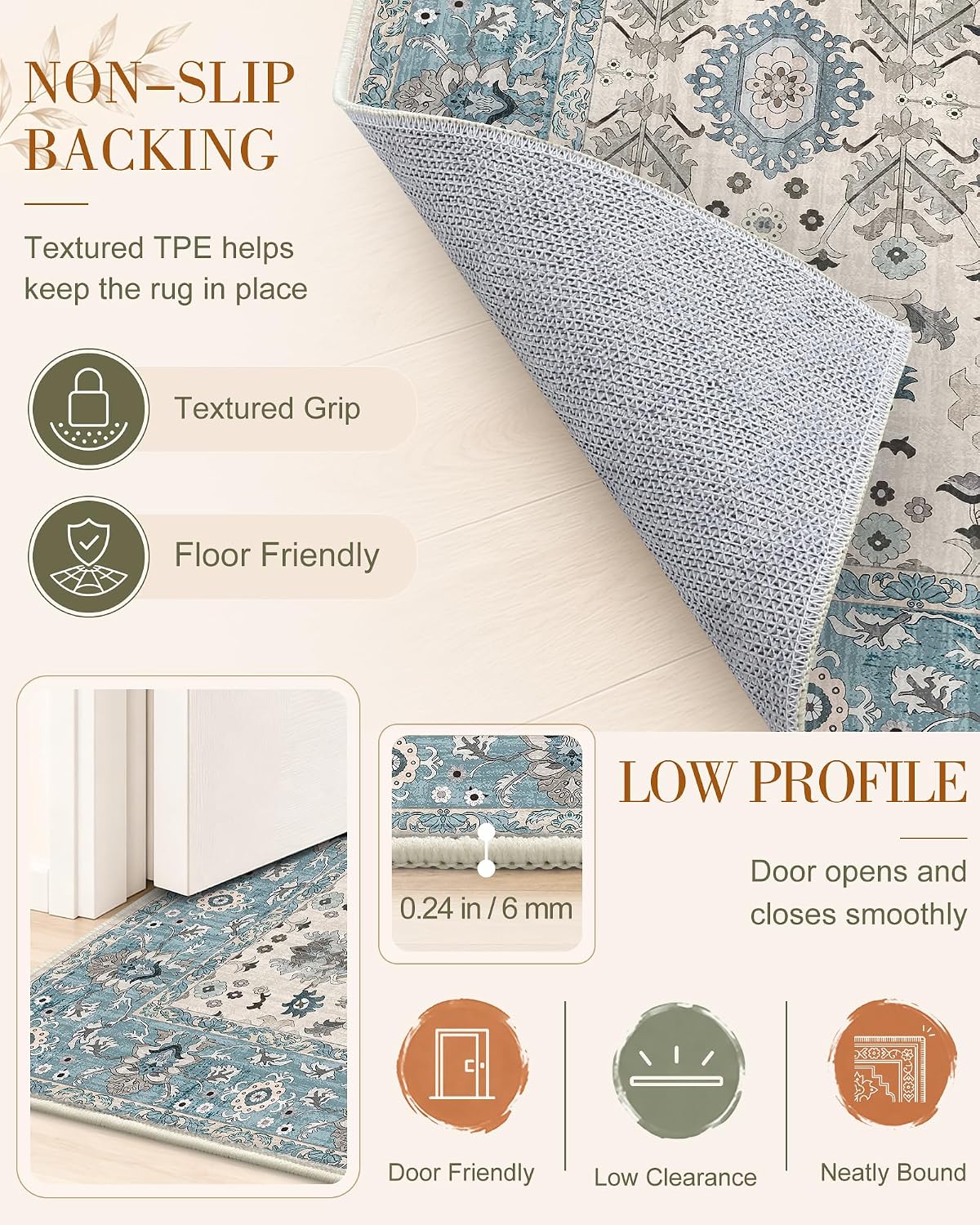 OLANLY 2x6 Washable Runner Rug, Soft Non Slip Carpet for Hallway Kitchen