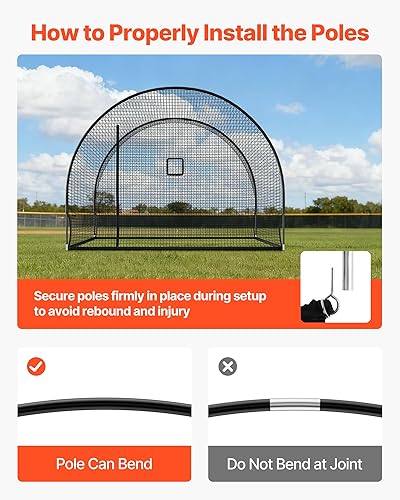 Miniatura 5 de VEVOR Baseball Batting Cage,12223340 FT Fiberglass Portable Batting Cage,Hitting Cages for Baseball & Softball Solo or Team Training,for Backyard