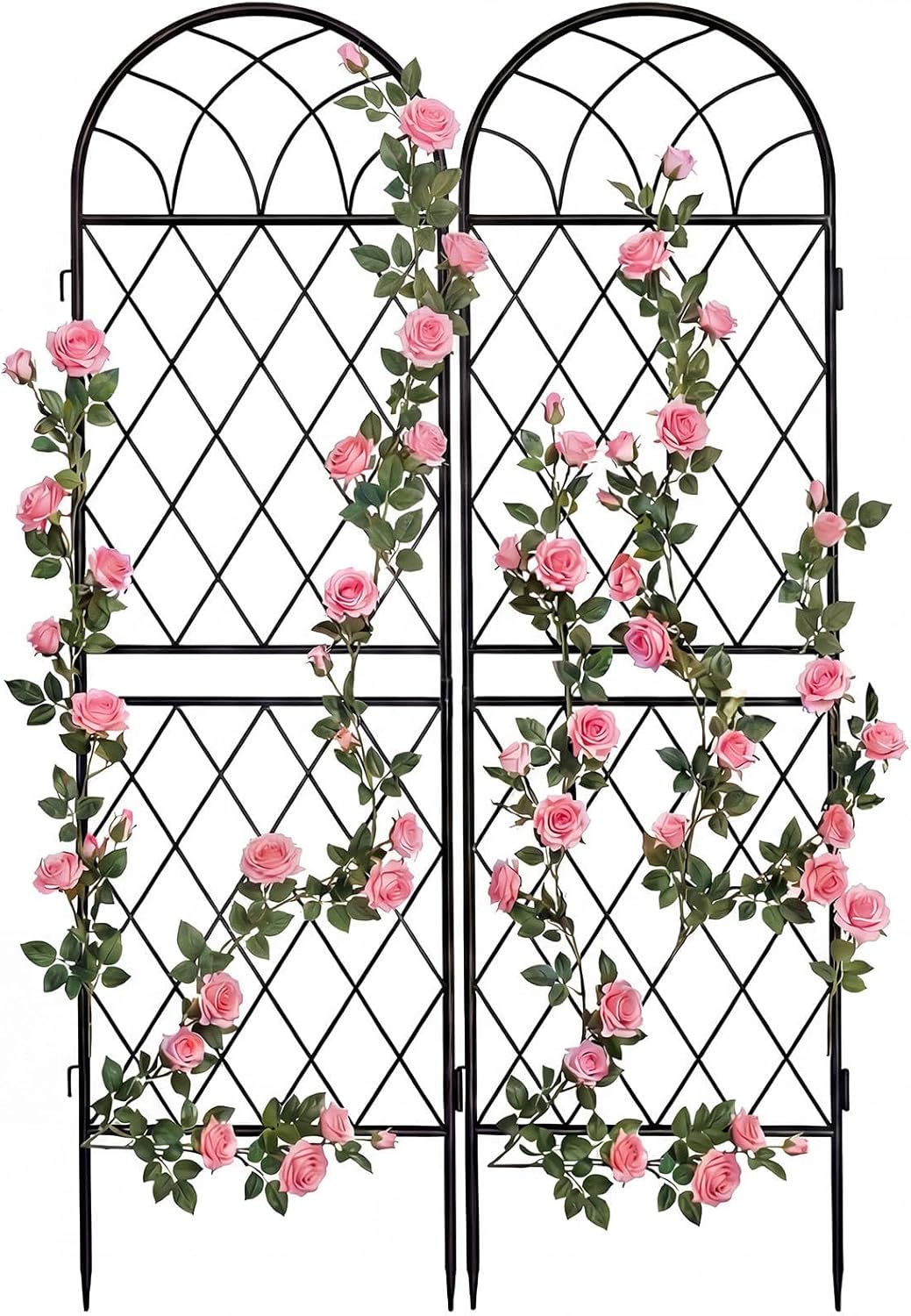 2 Pack 70.8" X 19.7" Metal Garden Trellis for Climbing Plants Outdoor - Rustproof Heavy Duty Arched Trellis - Decorative Rose Plant Support Trellis for Roses,Vines,Vegetables,Flowers,Black