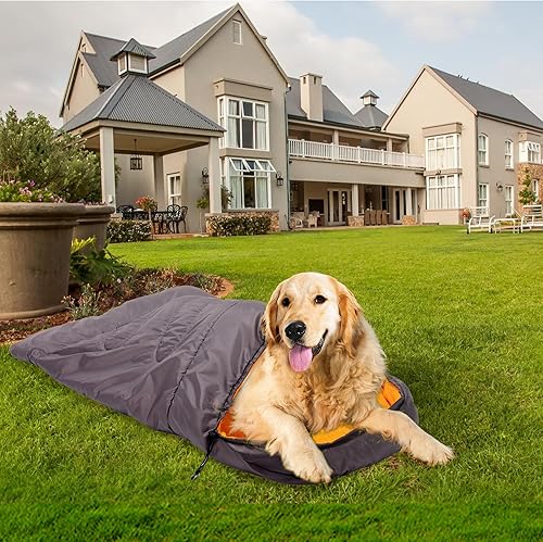 Miniatura 4 de Lifeunion - Saco de dormir para perro, impermeable, cálido, plegable, para viajes, campamento, senderismo, mochilero (gris + naranja)