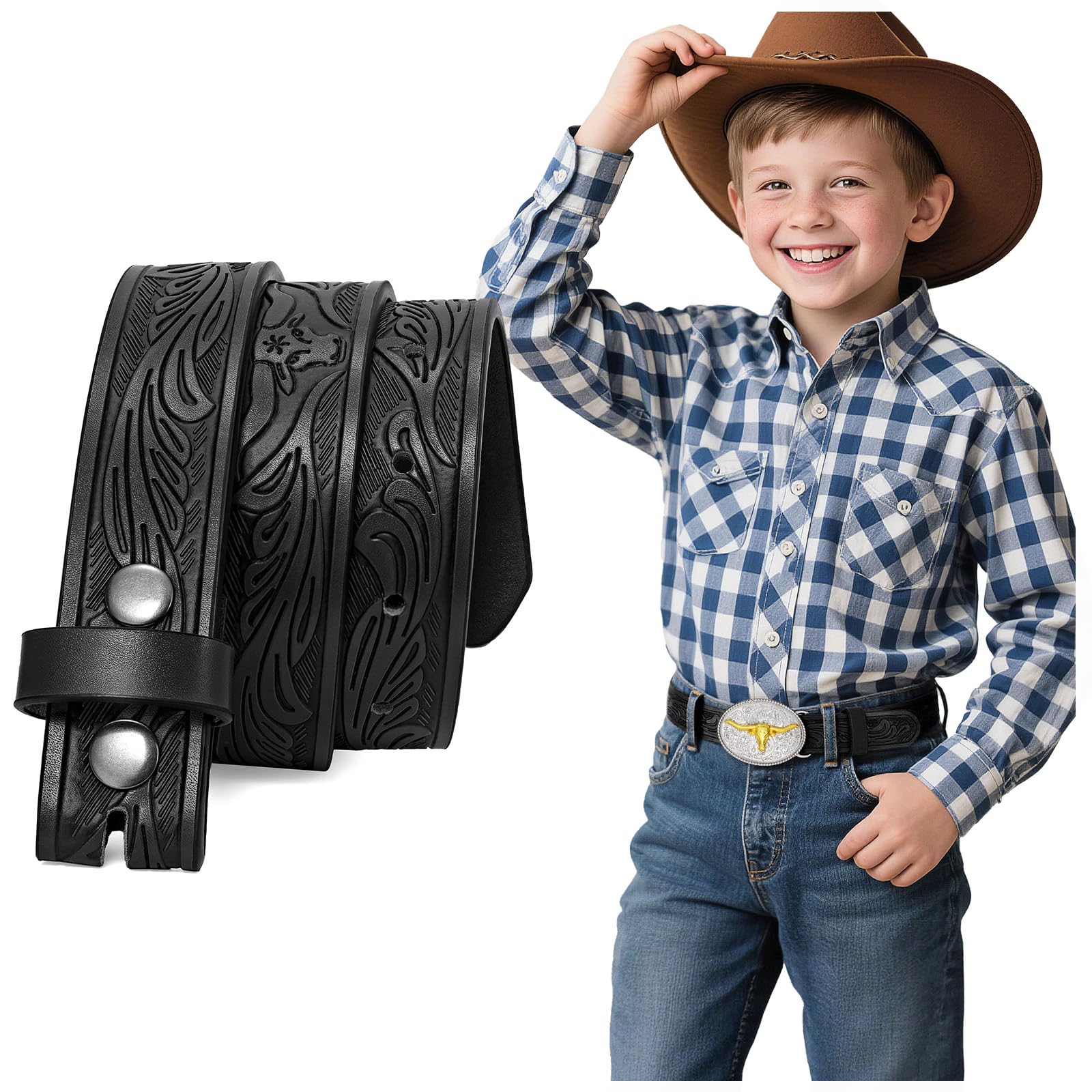 BELTROAD Kid Western Belt Without Buckle Toddlers Girls Boys Cowboy Belts