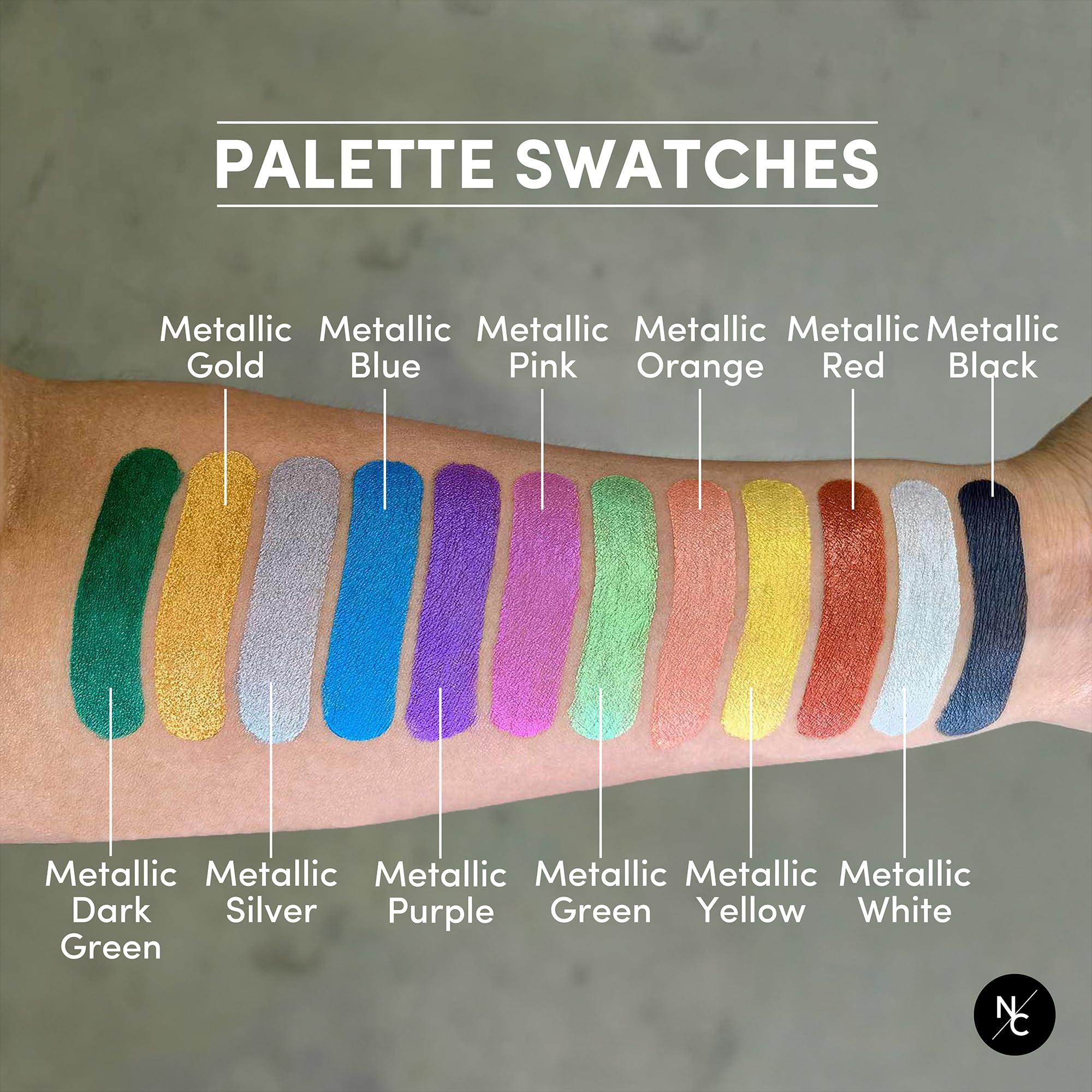 Narrative Cosmetics Metallic 12 Color Palette, Luxury Water Activated Makeup for Face and Body - Image 3