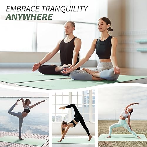 Vista 5 de CAMBIVO Tapete de yoga para mujeres, hombres y niños, 1/3, 1/4 y 2/5 pulgadas, extra grueso, antideslizante, 72 x 24 pulgadas, tapete de yoga