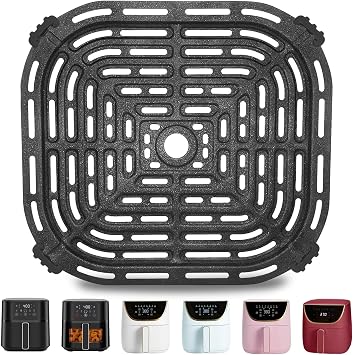 GWY Air Fryer Grill Pan for CHEFMAN 6 Quart Paris Hilton 6 Quart 8 in 1 Air Fryer, 8.85*8.2Food Grade Nonstick Replacement Rack Parts Tray Grill Crisper Plate for CHEFMAN Air Fryer, Dishwasher Safe