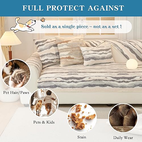 Miniatura 3 de MYSKY HOME Funda de sofá modular para perros, funda para sofá modular de 3 cojines, protector de muebles en forma de L, fundas geométricas