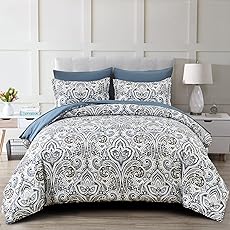 Paisley Comforter Set Queen with Sheets Bed in a Bag – Deep Pocket Fitted Sheet with Elastic Corners, Cozy Comforter, Pillowcases & Shams – Soft Microfiber All Season Bedding – Machine Washable
