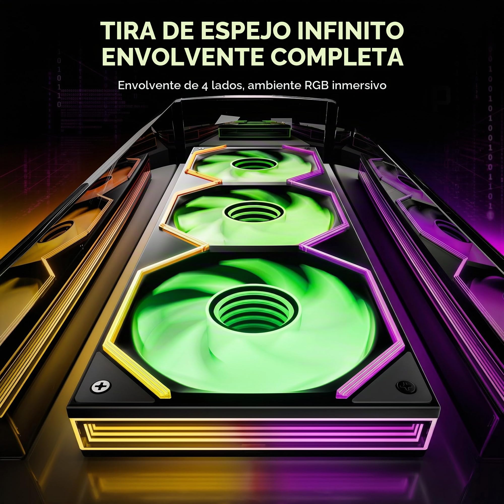 AsiaHorse Matrix Pro Ventilador de Caja de Ordenador PC de 360mm, Ventilador Radiador ARGB PWM Integrado 3-en-1 con 88 LEDs, 2000 RPM, 5V 3-Pin Sync, Iluminación de 3 Zonas, Alto Flujo de Aire