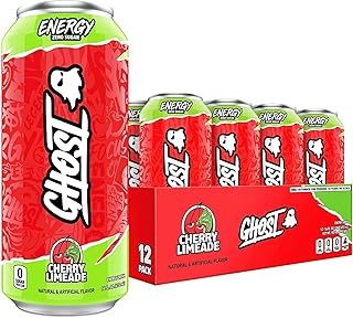 GHOST Energy Drink - 12-Pack, Cherry Limeade, 16oz - Energy & Focus & No Artificial Colors - 200mg of Natural Caffeine, L-Carnitine & Taurine - Gluten-Free & Vegan