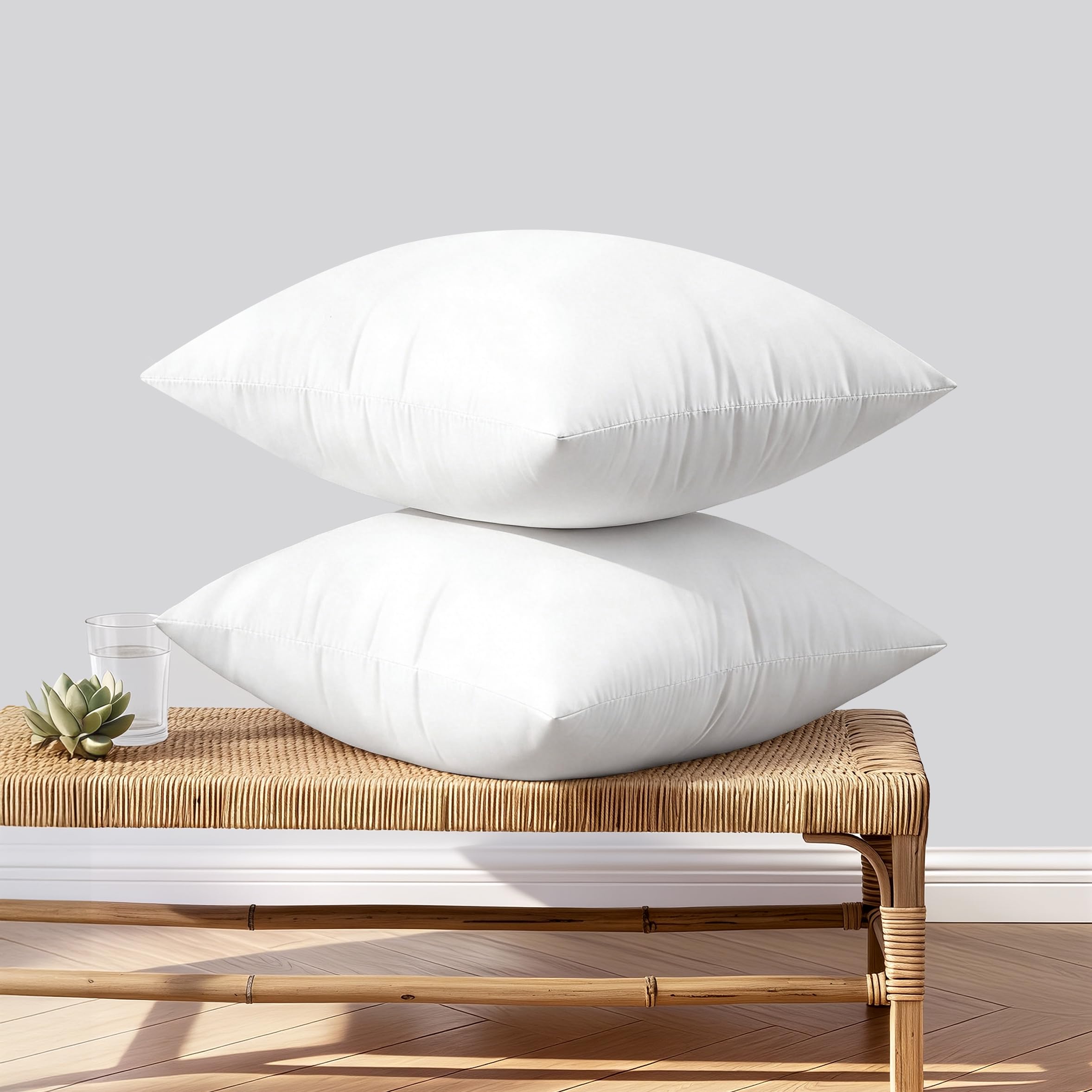 Woaboy Lot de 2 coussins d'extérieur imperméables - Résistants aux intempéries - 40 x 40 cm - Rembourrage intérieur - Coussin intérieur en plumes - Coussin décoratif - Pour jardin, canapé, salon