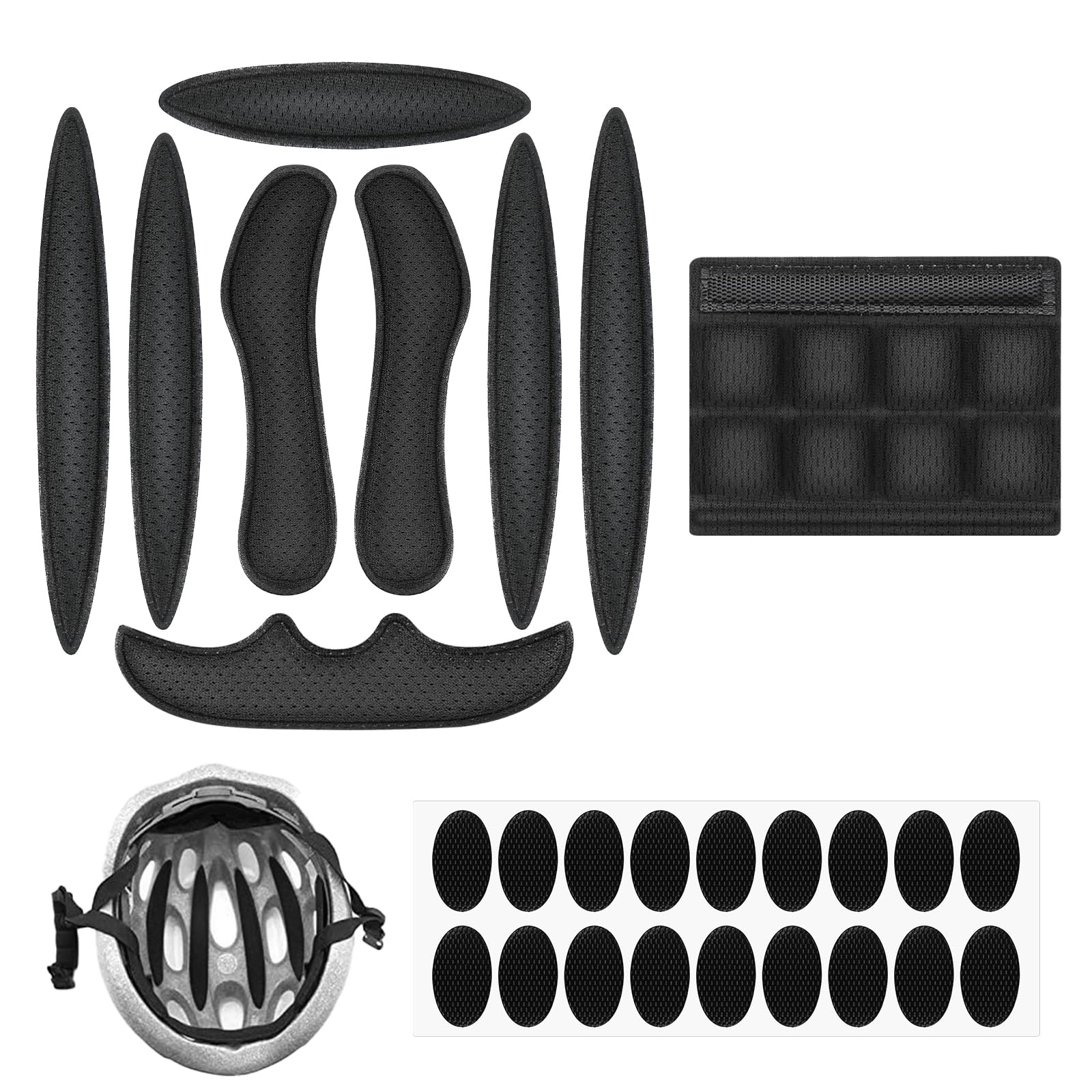 FLEXNOVA Fahrradhelm Polster Ersatz, 1 Set Helmpolster Fahrradhelm Polster Universal Fahrradhelm & Zubehör Pads mit Helm Kinnpolster für Kinderhelm Fahrrad Motorrad (Schwarz) Sport & Freizeit