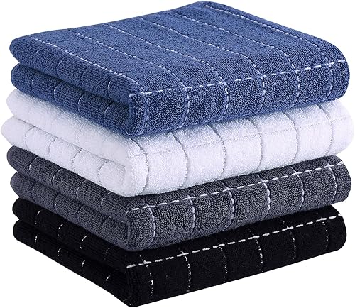 Miniatura 87 de Homaxy Toallas de cocina de rizo de algodón 100% (gris oscuro, 13 x 28 pulgadas), diseño a cuadros, suaves y súper absorbentes, paquete de 8