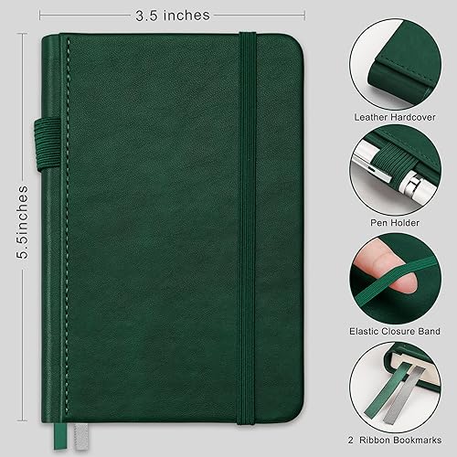 Miniatura 2 de RETTACY Cuaderno de bolsillo, paquete de 2, mini cuaderno rayado A6 con 160 páginas numeradas por paquete, tamaño pequeño de 3.5 x 5.5 pulgadas,