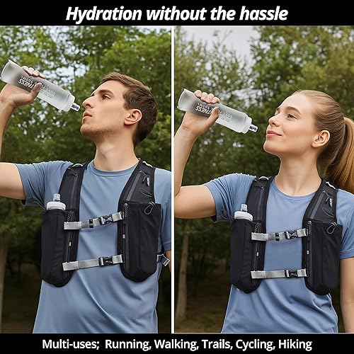 Miniatura 2 de Running Hydration Vest for Women and Men. Reflective, 8 Pocket, Quick Dry, Water-Resistant, Breathable, Adjustable Backpack for Runs, Hiking,