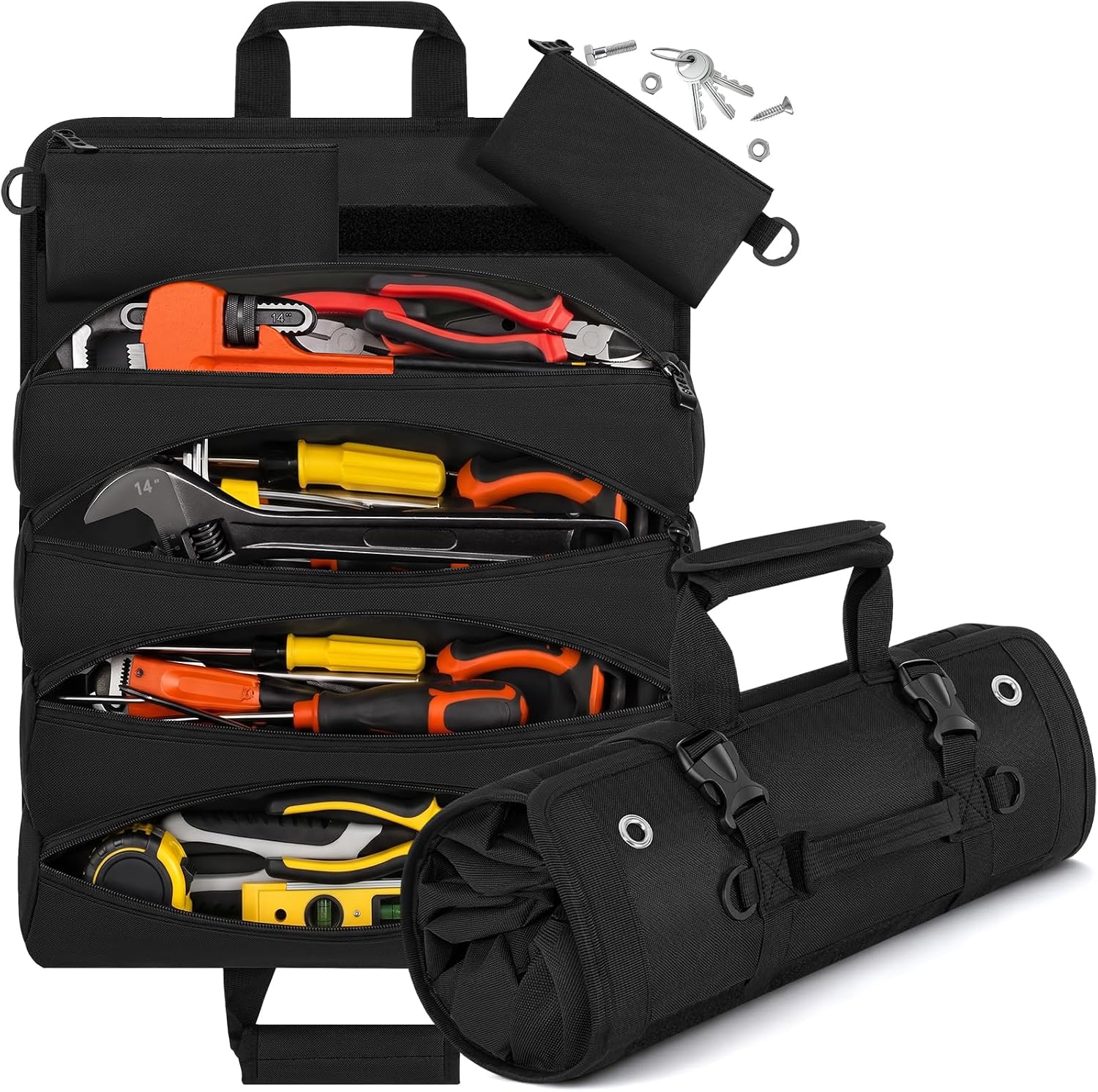 ANILD 15.5 Inch Large Long Tool Bag Roll Up, Roll Up Tool Bag Organizer