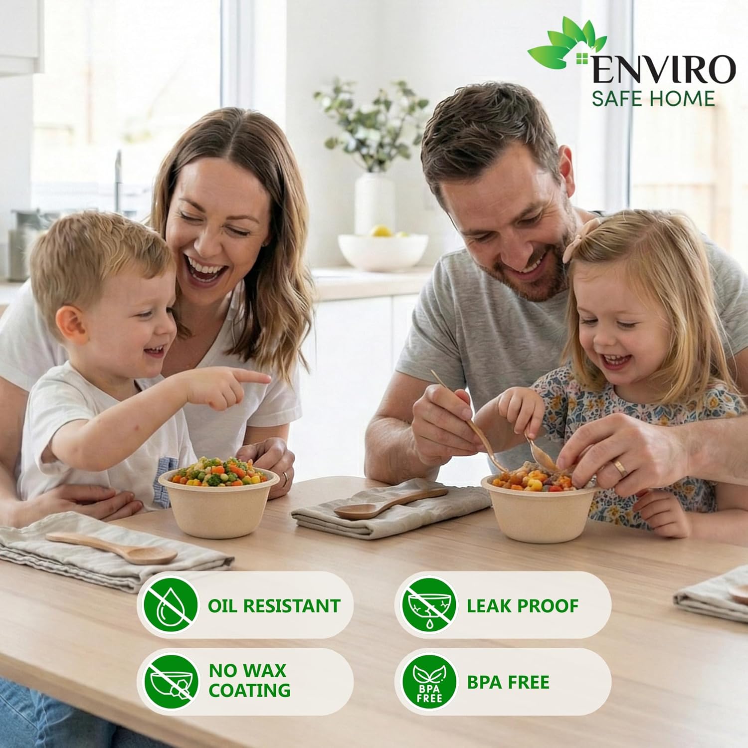 10 Oz Bamboo Disposable Bowls For Hot Soup, 100 Pack - Small, Heavy Duty, Microwavable, Oven Safe - Perfect for Hot Food, Meals, Acai & More - Eco-Friendly, Leak-Proof
